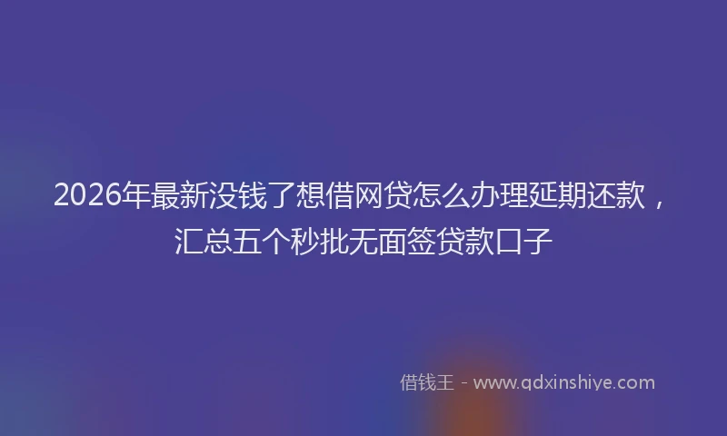 2026年最新没钱了想借网贷怎么办理延期还款，汇总五个秒批无面签贷款口子
