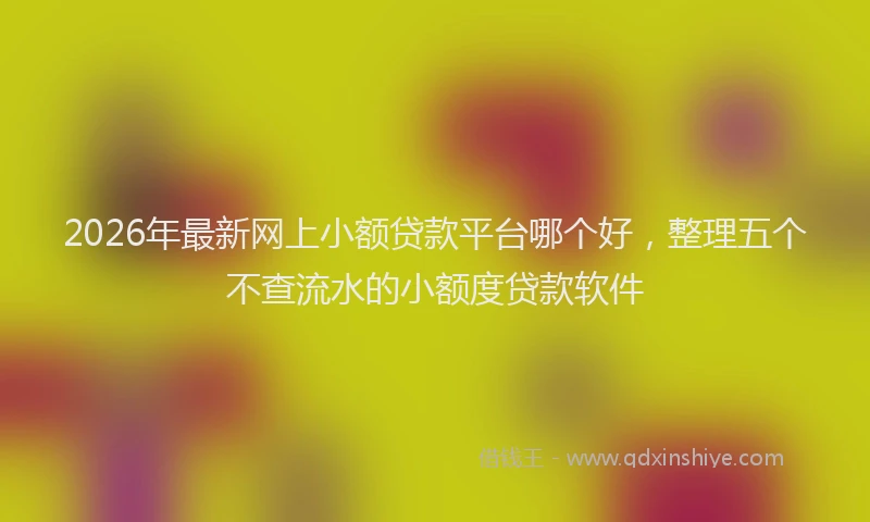 2026年最新网上小额贷款平台哪个好，整理五个不查流水的小额度贷款软件