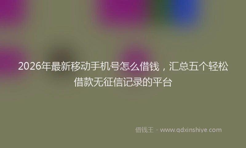 2026年最新移动手机号怎么借钱，汇总五个轻松借款无征信记录的平台
