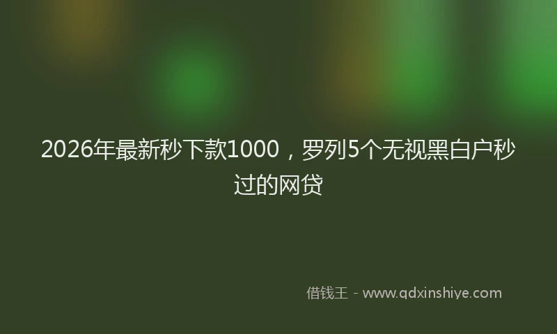 2026年最新秒下款1000，罗列5个无视黑白户秒过的网贷
