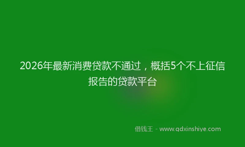 2026年最新消费贷款不通过，概括5个不上征信报告的贷款平台