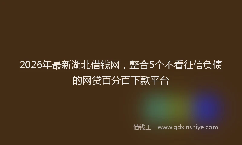 2026年最新湖北借钱网，整合5个不看征信负债的网贷百分百下款平台