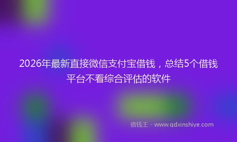 2026年最新直接微信支付宝借钱，总结5个借钱平台不看综合评估的软件