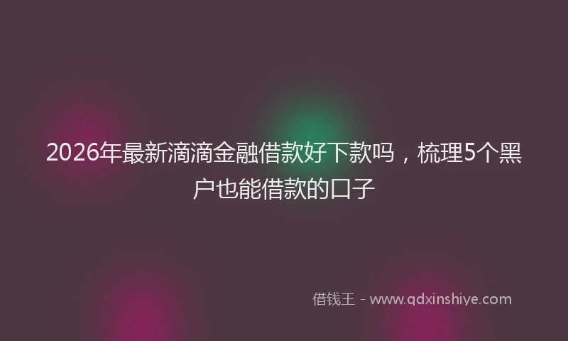2026年最新滴滴金融借款好下款吗，梳理5个黑户也能借款的口子