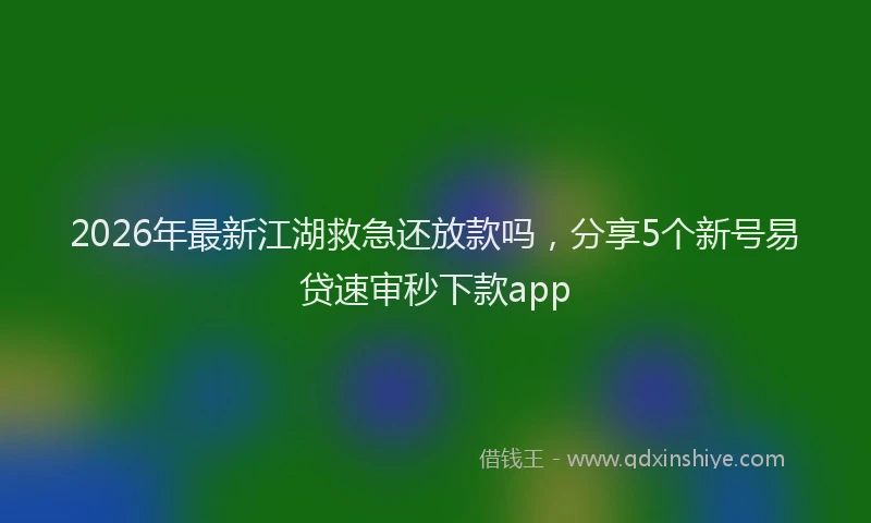2026年最新江湖救急还放款吗，分享5个新号易贷速审秒下款app