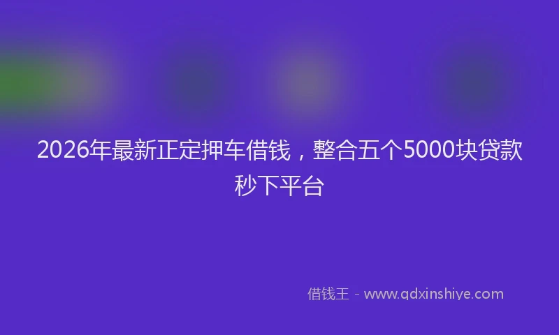 2026年最新正定押车借钱，整合五个5000块贷款秒下平台