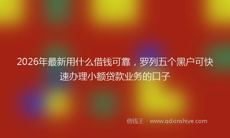 2026年最新用什么借钱可靠，罗列五个黑户可快速办理小额贷款业务的口子