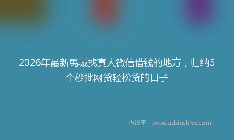 2026年最新禹城找真人微信借钱的地方，归纳5个秒批网贷轻松贷的口子