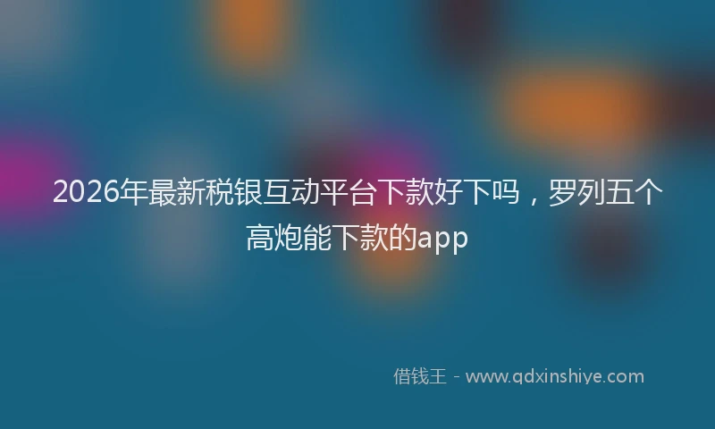 2026年最新税银互动平台下款好下吗，罗列五个高炮能下款的app