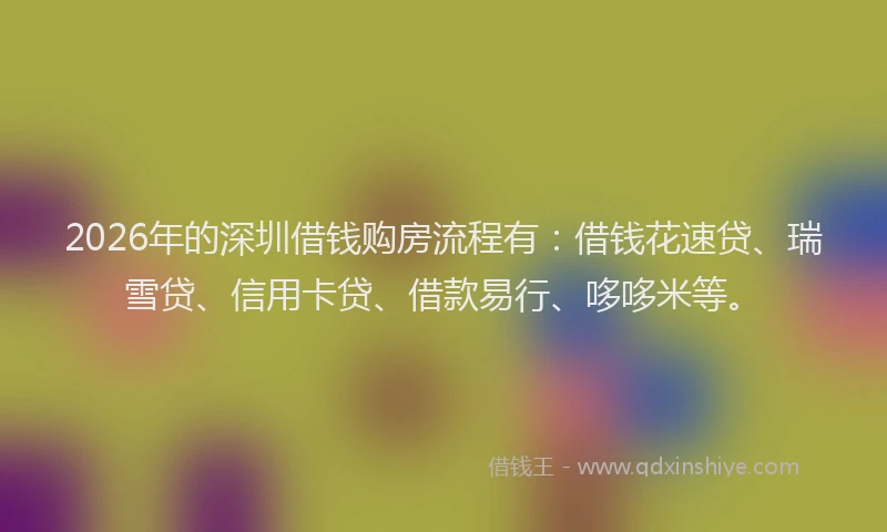 2026年的深圳借钱购房流程有：借钱花速贷、瑞雪贷、信用卡贷、借款易行、哆哆米等。
