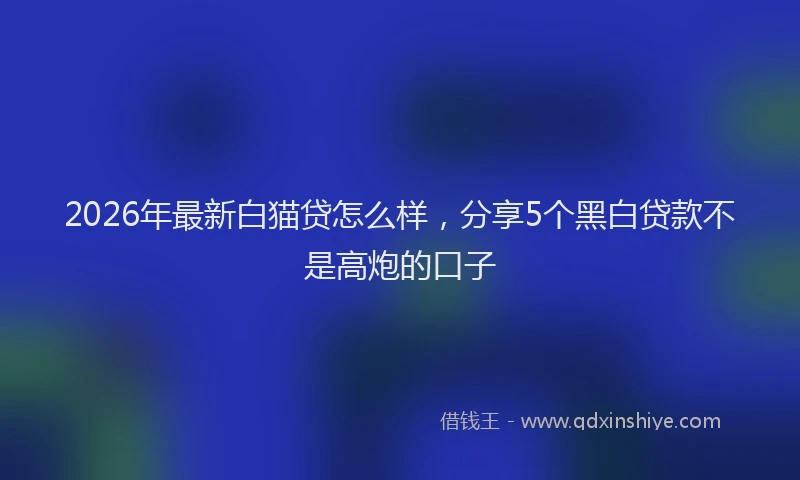 2026年最新白猫贷怎么样，分享5个黑白贷款不是高炮的口子
