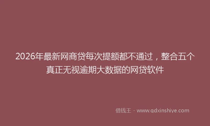 2026年最新网商贷每次提额都不通过，整合五个真正无视逾期大数据的网贷软件