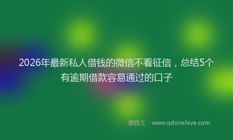2026年最新私人借钱的微信不看征信，总结5个有逾期借款容易通过的口子