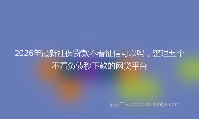 2026年最新社保贷款不看征信可以吗，整理五个不看负债秒下款的网贷平台