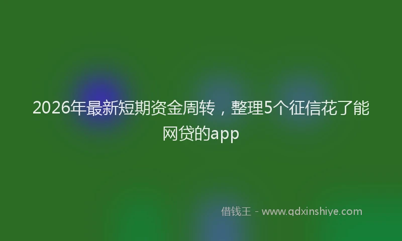 2026年最新短期资金周转，整理5个征信花了能网贷的app