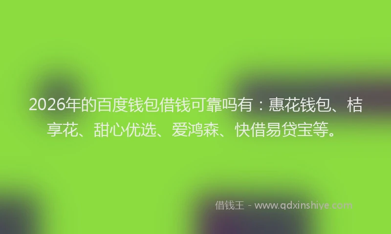 2026年的百度钱包借钱可靠吗有：惠花钱包、桔享花、甜心优选、爱鸿森、快借易贷宝等。