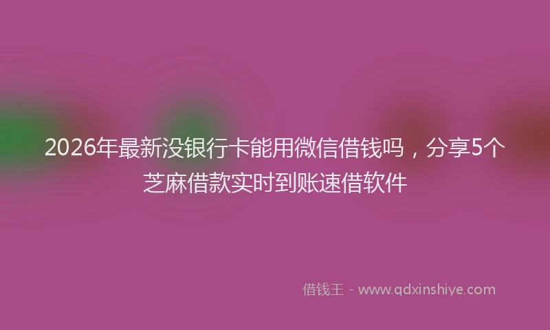 2026年最新没银行卡能用微信借钱吗，分享5个芝麻借款实时到账速借软件