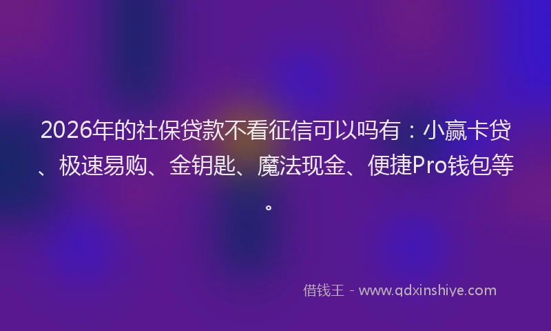 2026年的社保贷款不看征信可以吗有：小赢卡贷、极速易购、金钥匙、魔法现金、便捷Pro钱包等。