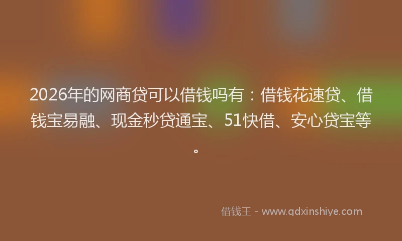 2026年的网商贷可以借钱吗有：借钱花速贷、借钱宝易融、现金秒贷通宝、51快借、安心贷宝等。