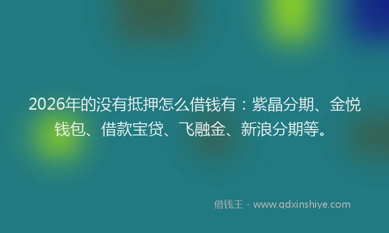2026年的没有抵押怎么借钱有：紫晶分期、金悦钱包、借款宝贷、飞融金、新浪分期等。