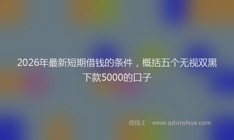 2026年最新短期借钱的条件，概括五个无视双黑下款5000的口子