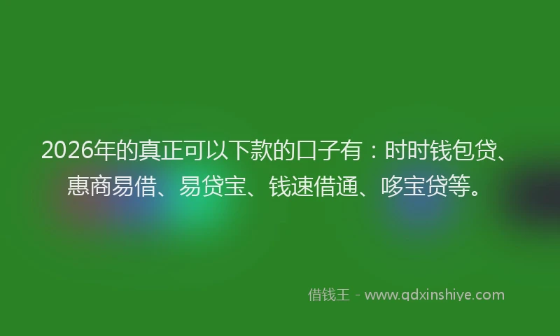2026年的真正可以下款的口子有：时时钱包贷、惠商易借、易贷宝、钱速借通、哆宝贷等。