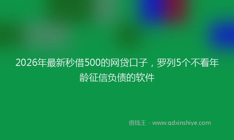 2026年最新秒借500的网贷口子，罗列5个不看年龄征信负债的软件