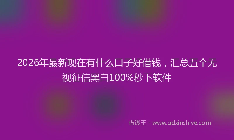 2026年最新现在有什么口子好借钱，汇总五个无视征信黑白100%秒下软件