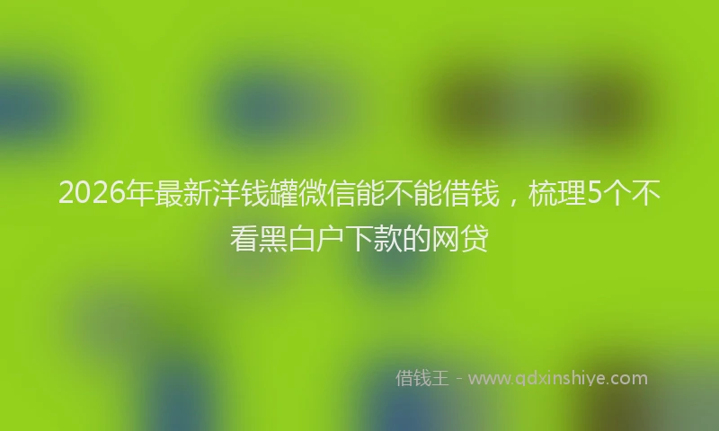 2026年最新洋钱罐微信能不能借钱，梳理5个不看黑白户下款的网贷