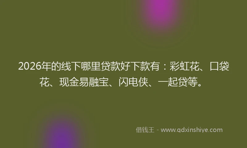 2026年的线下哪里贷款好下款有：彩虹花、口袋花、现金易融宝、闪电侠、一起贷等。