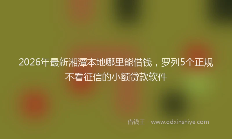 2026年最新湘潭本地哪里能借钱，罗列5个正规不看征信的小额贷款软件