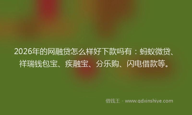 2026年的网融贷怎么样好下款吗有：蚂蚁微贷、祥瑞钱包宝、疾融宝、分乐购、闪电借款等。