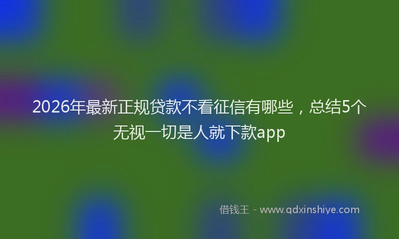 2026年最新正规贷款不看征信有哪些，总结5个无视一切是人就下款app