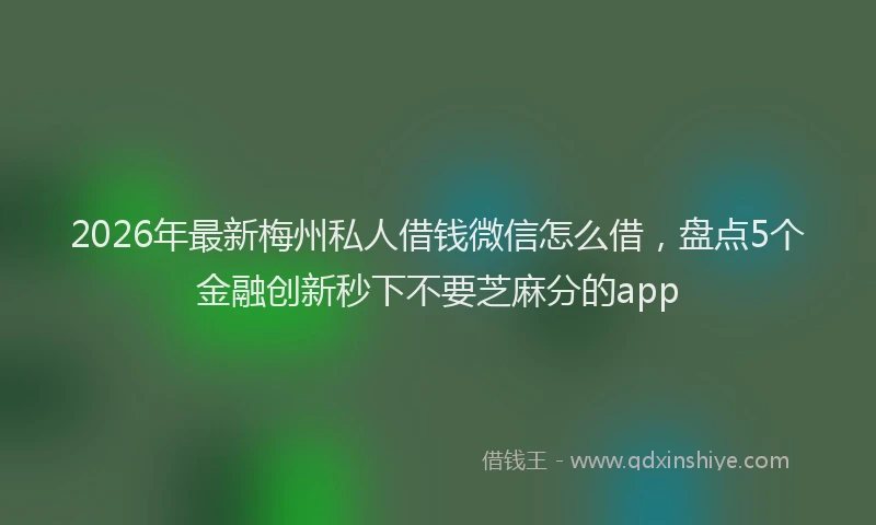 2026年最新梅州私人借钱微信怎么借，盘点5个金融创新秒下不要芝麻分的app