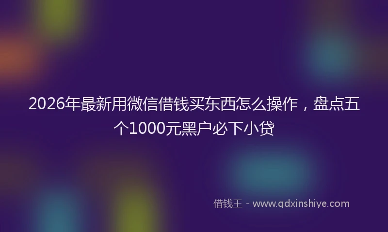 2026年最新用微信借钱买东西怎么操作，盘点五个1000元黑户必下小贷