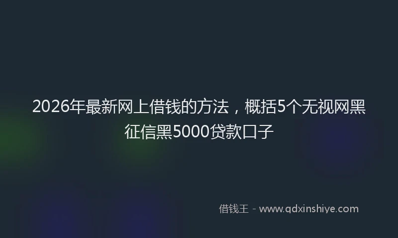 2026年最新网上借钱的方法，概括5个无视网黑征信黑5000贷款口子