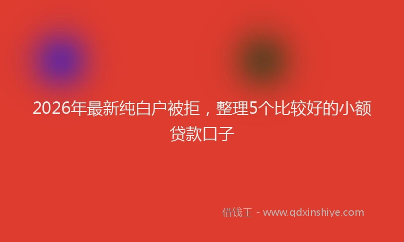 2026年最新纯白户被拒，整理5个比较好的小额贷款口子