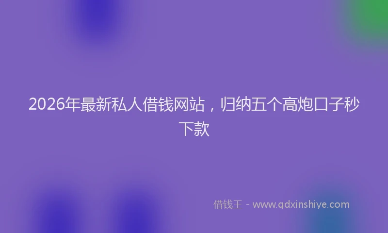 2026年最新私人借钱网站，归纳五个高炮口子秒下款