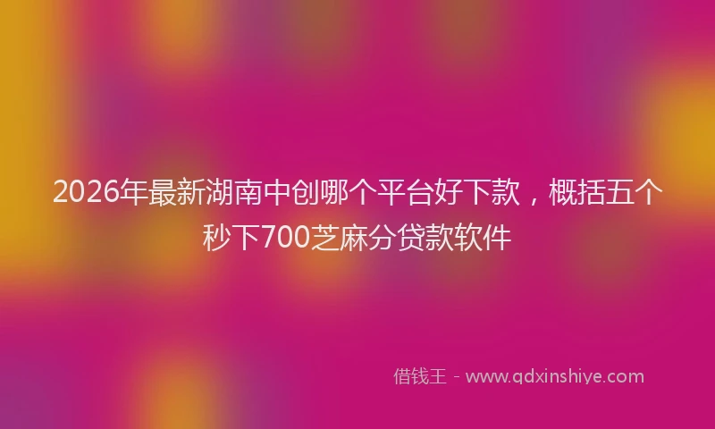 2026年最新湖南中创哪个平台好下款，概括五个秒下700芝麻分贷款软件