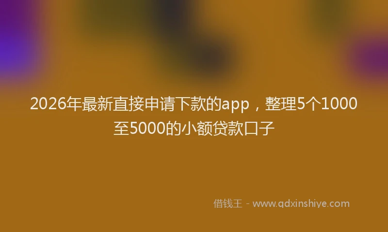 2026年最新直接申请下款的app，整理5个1000至5000的小额贷款口子