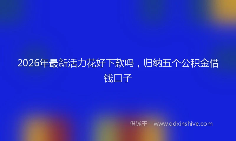 2026年最新活力花好下款吗，归纳五个公积金借钱口子