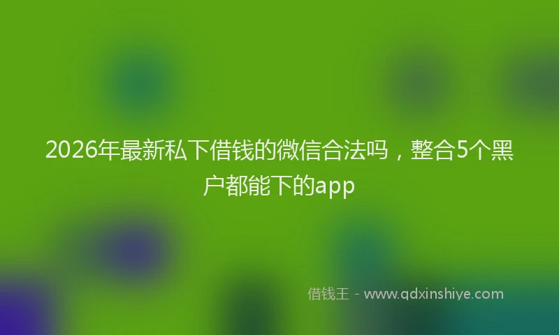 2026年最新私下借钱的微信合法吗，整合5个黑户都能下的app