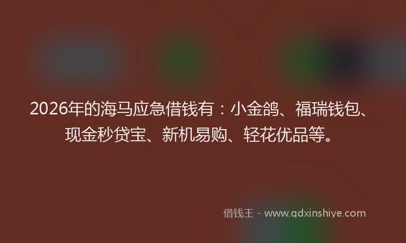 2026年的海马应急借钱有：小金鸽、福瑞钱包、现金秒贷宝、新机易购、轻花优品等。