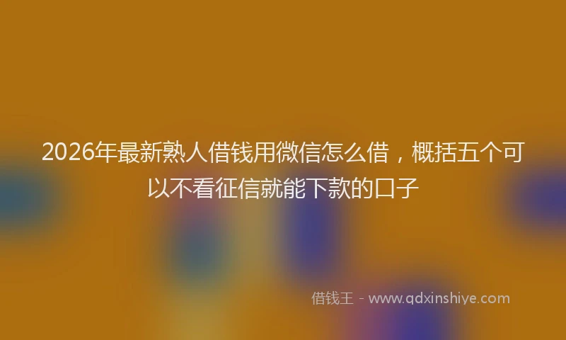 2026年最新熟人借钱用微信怎么借，概括五个可以不看征信就能下款的口子