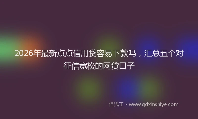 2026年最新点点信用贷容易下款吗，汇总五个对征信宽松的网贷口子