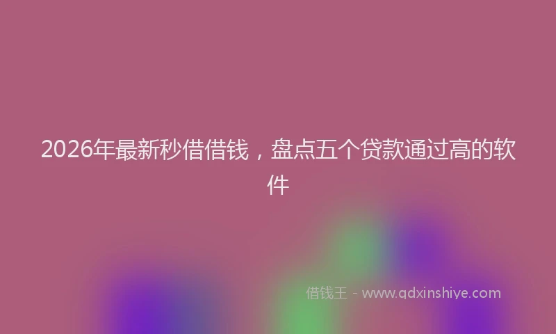 2026年最新秒借借钱，盘点五个贷款通过高的软件