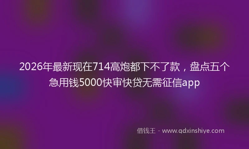 2026年最新现在714高炮都下不了款，盘点五个急用钱5000快审快贷无需征信app