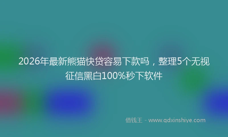 2026年最新熊猫快贷容易下款吗，整理5个无视征信黑白100%秒下软件