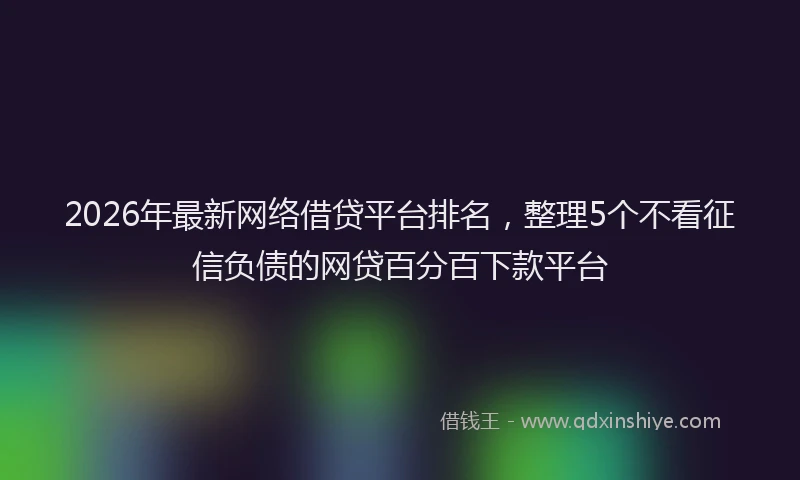 2026年最新网络借贷平台排名，整理5个不看征信负债的网贷百分百下款平台