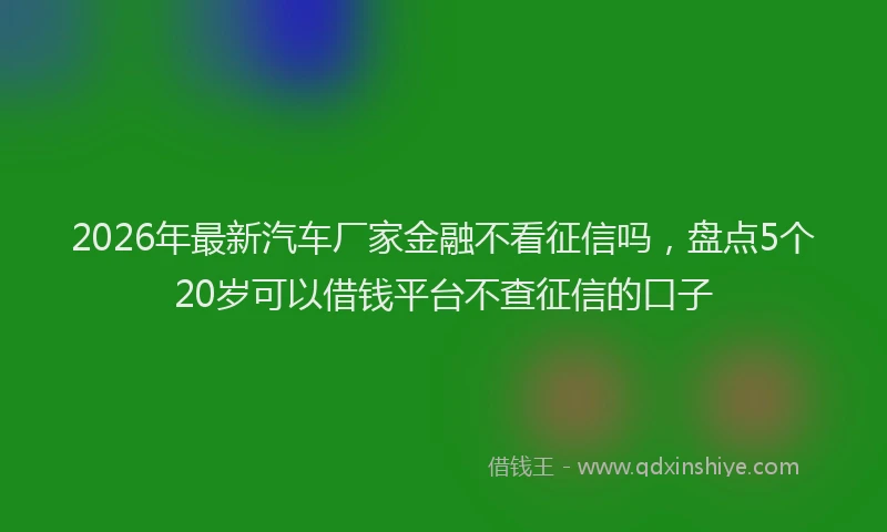 2026年最新汽车厂家金融不看征信吗，盘点5个20岁可以借钱平台不查征信的口子